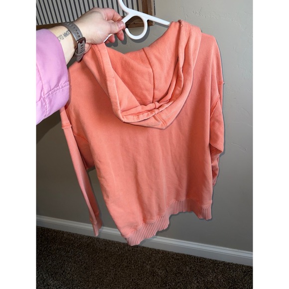 Aerie Oversized Down to Earth Zip Up Hoodie Saturn Peach French Terry XS - Picture 6 of 10